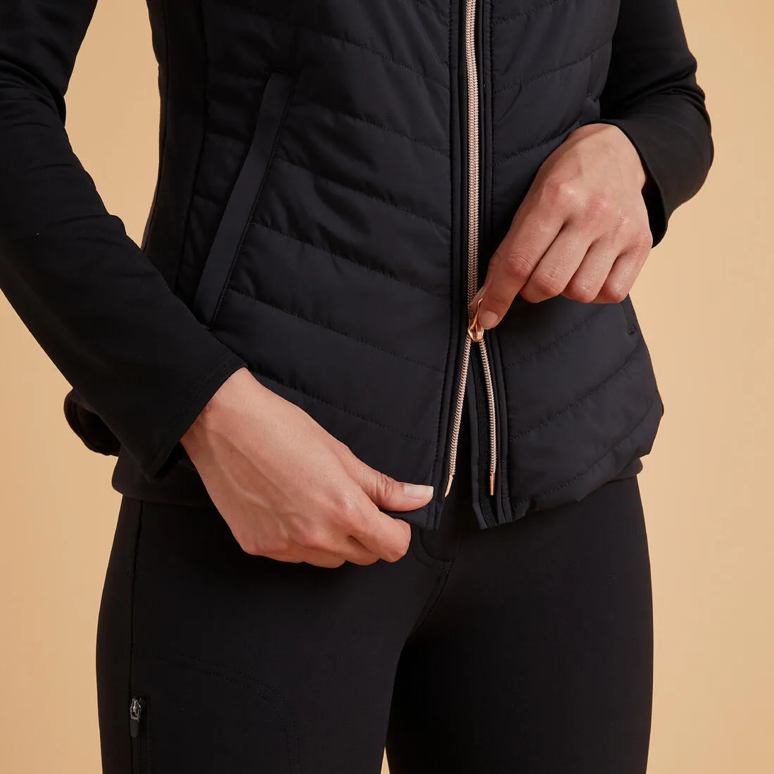 Women's Sleeveless Horse Riding Down Jacket 500 Zip