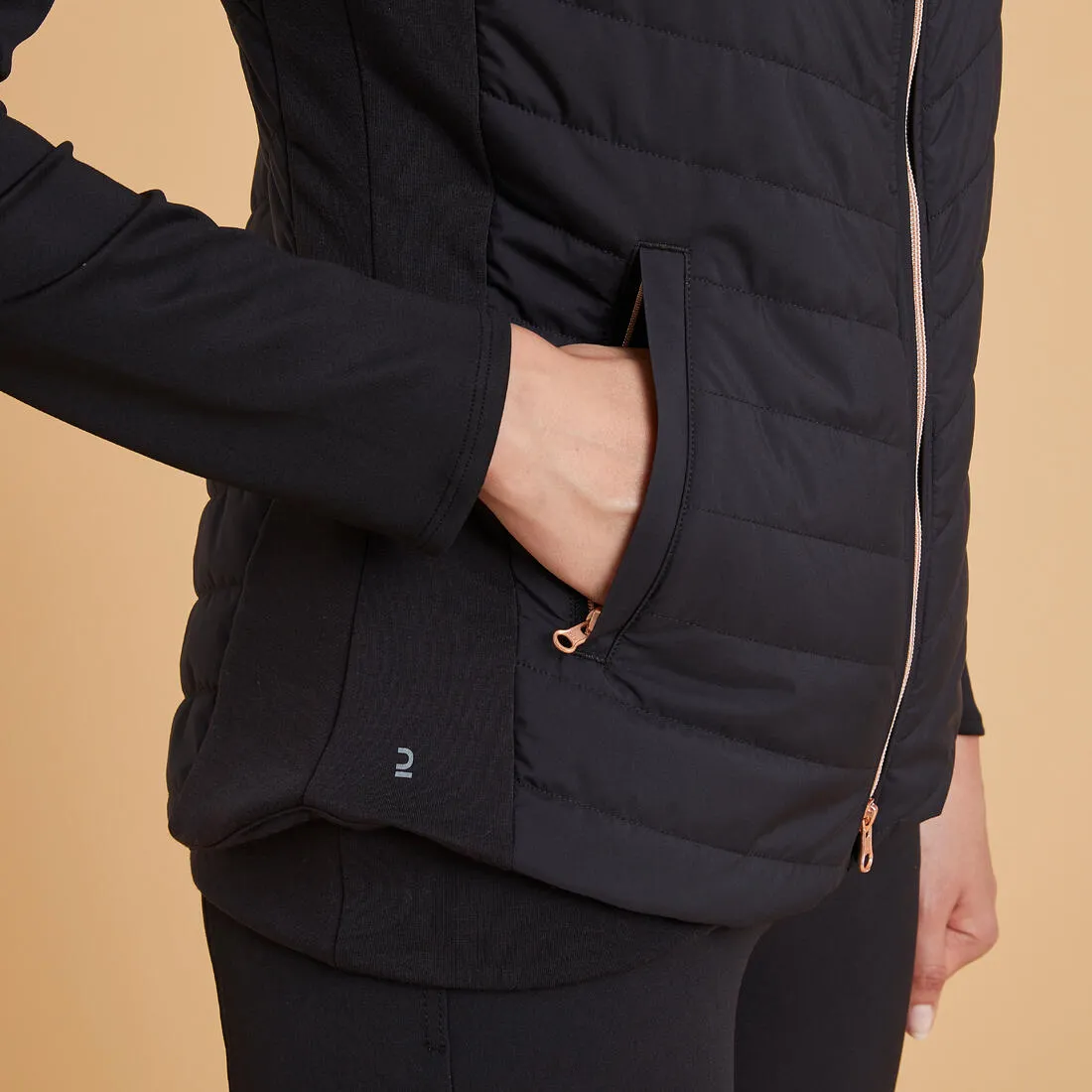 Women's Sleeveless Horse Riding Down Jacket 500 Zip