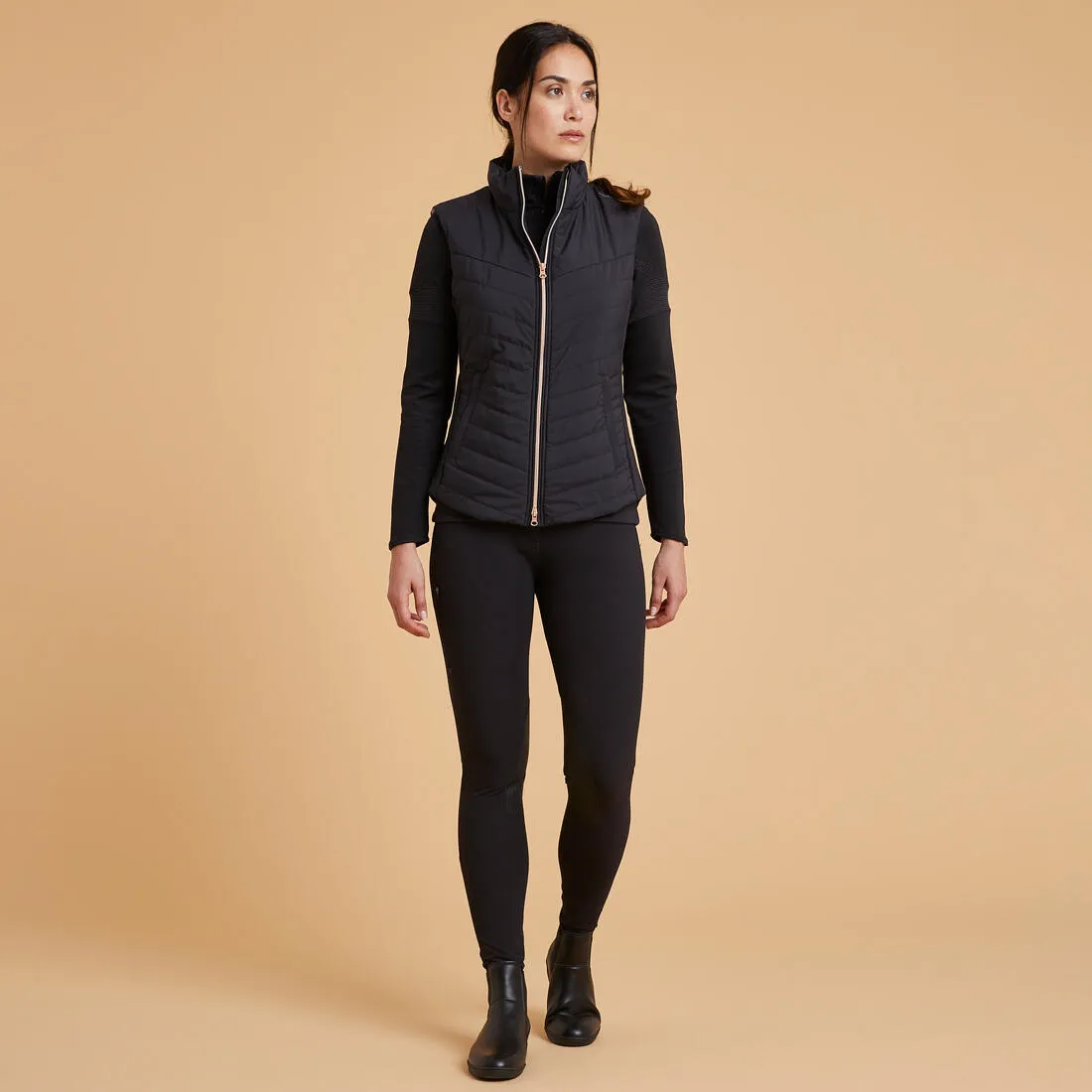 Women's Sleeveless Horse Riding Down Jacket 500 Zip