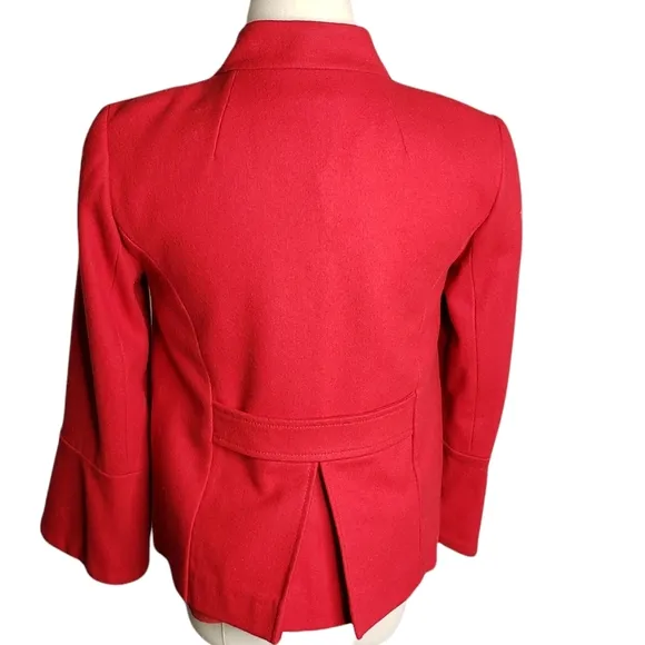 Wool Blend Double Breasted Mock Neck Button Hip Mod Retro Academia Jacket S