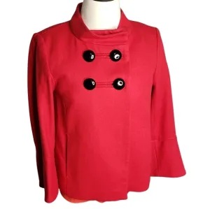 Wool Blend Double Breasted Mock Neck Button Hip Mod Retro Academia Jacket S