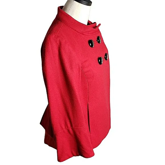 Wool Blend Double Breasted Mock Neck Button Hip Mod Retro Academia Jacket S