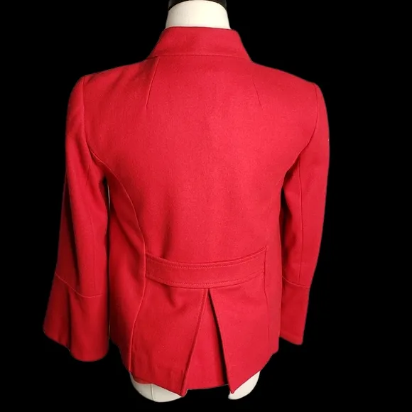 Wool Blend Double Breasted Mock Neck Button Hip Mod Retro Academia Jacket S