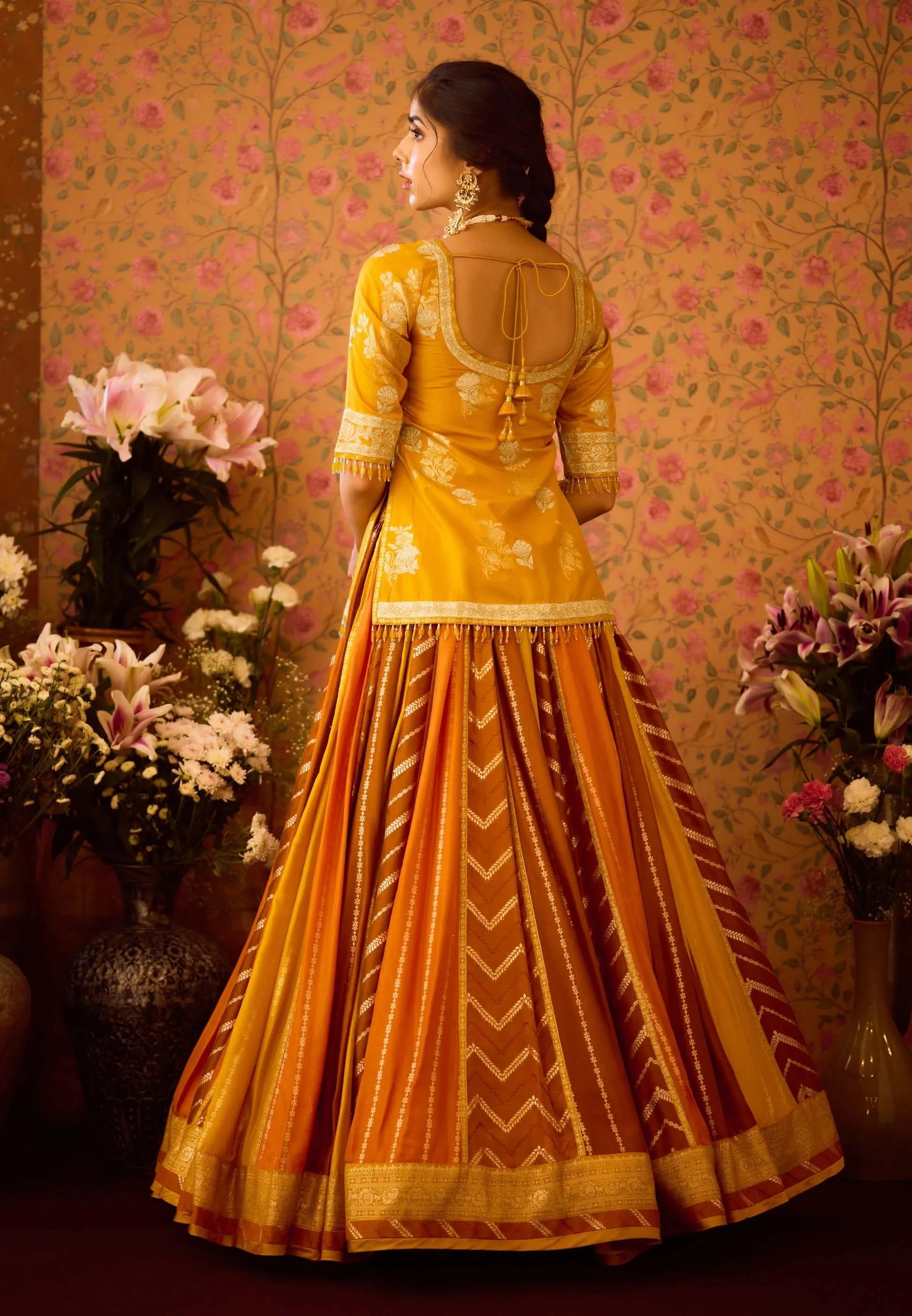 Yam golden yellow mustard lehenga set