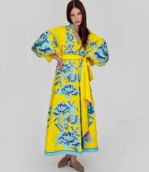 Yellow embroidered dress
