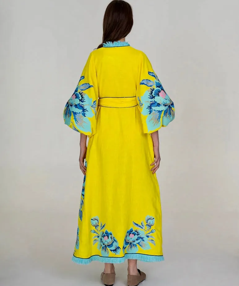 Yellow embroidered dress
