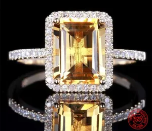 Yellow Topaz Zircon Ring