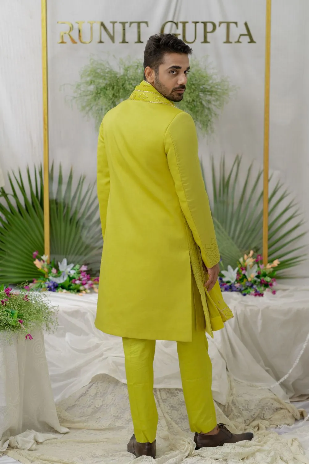 Yuvaan Fresh Green Embroidered Stole