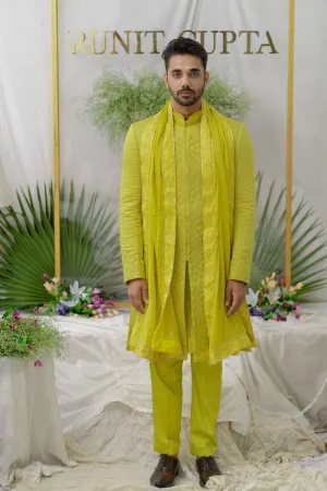 Yuvaan Fresh Green Embroidered Stole