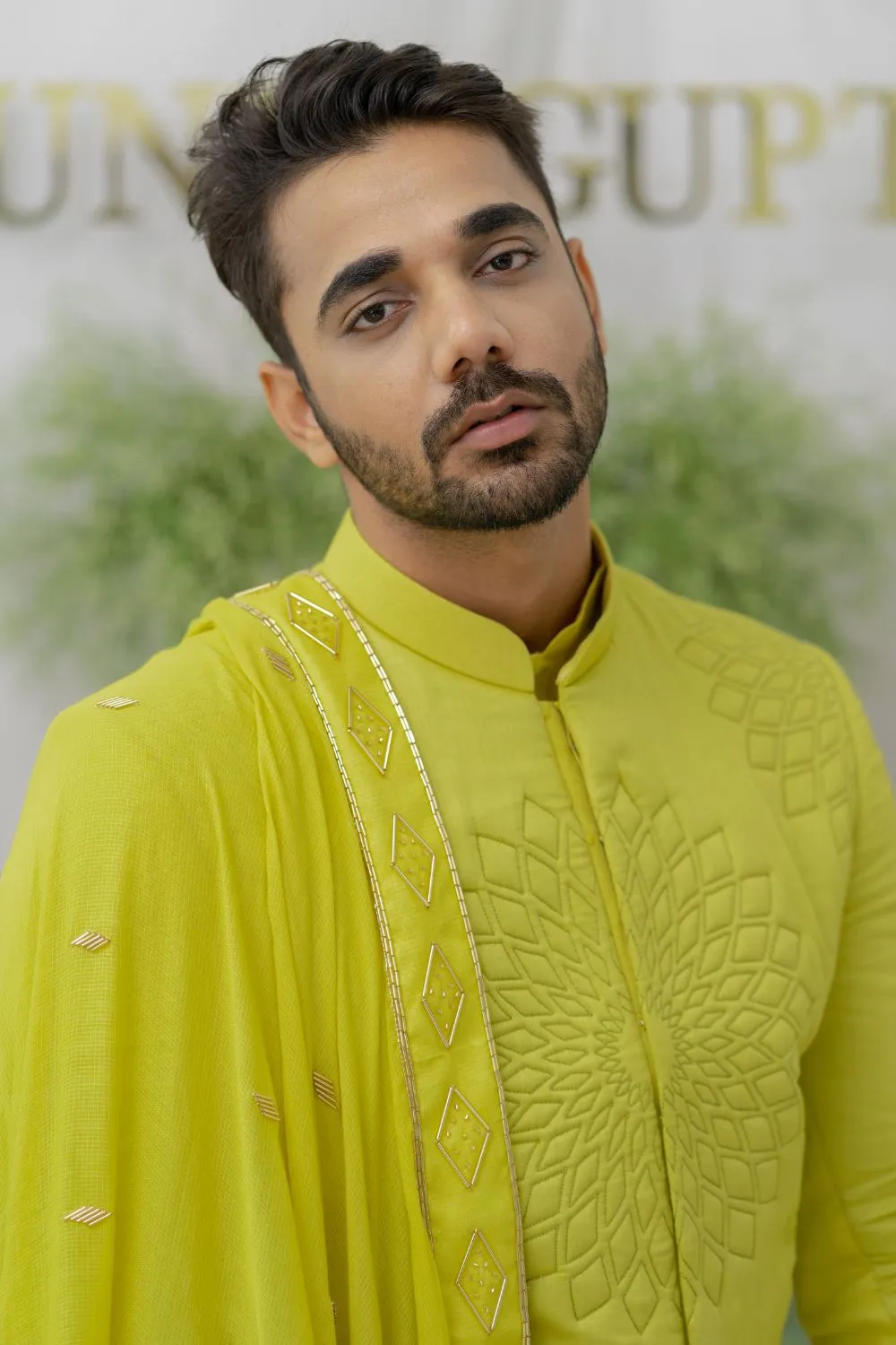 Yuvaan Fresh Green Embroidered Stole